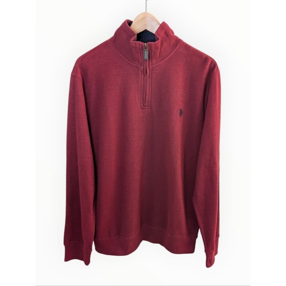 U.S. Polo Assn. Men's Zip-Neck Sweater  Wine Red Medium NWT